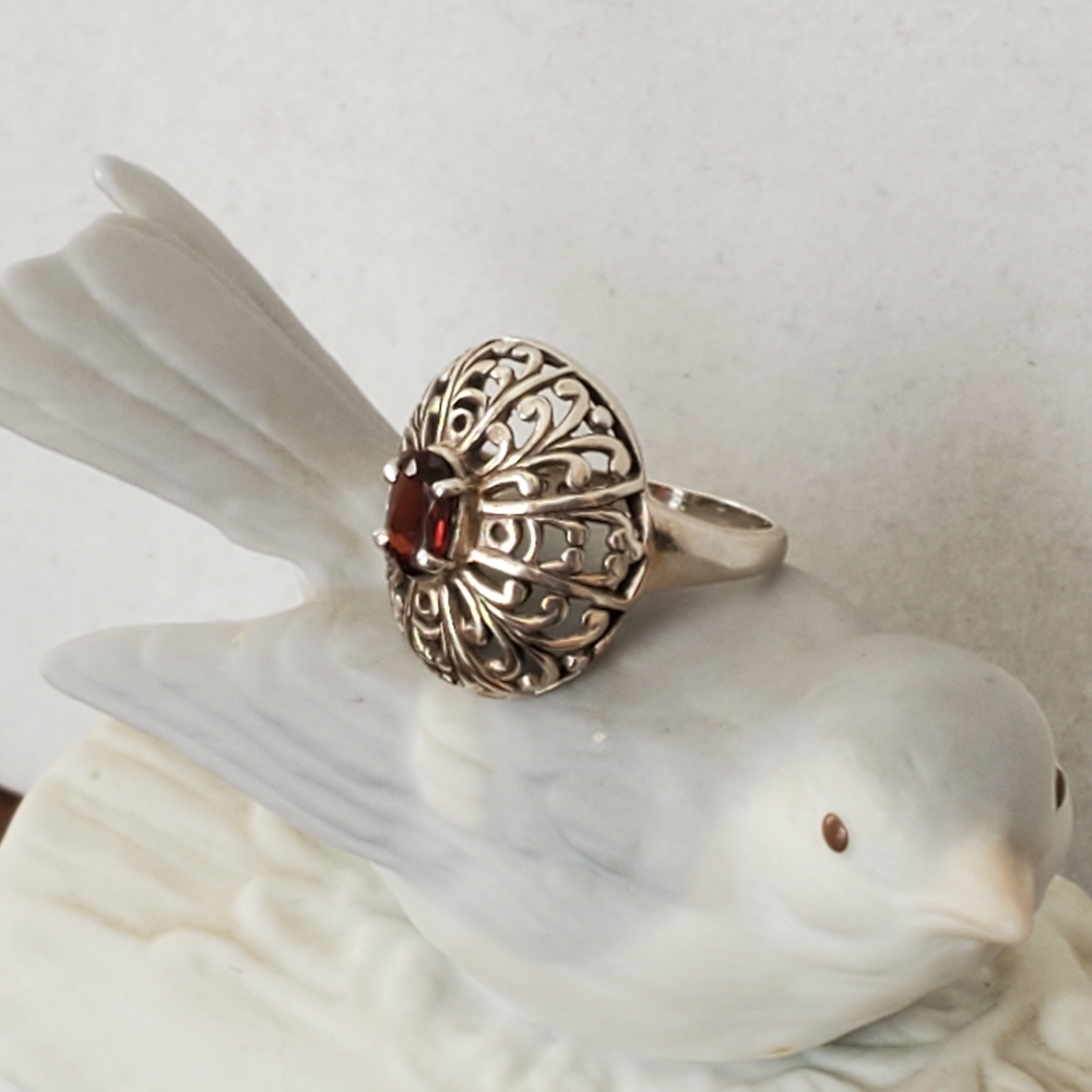 Sterling Silver Garnet Ring Vintage